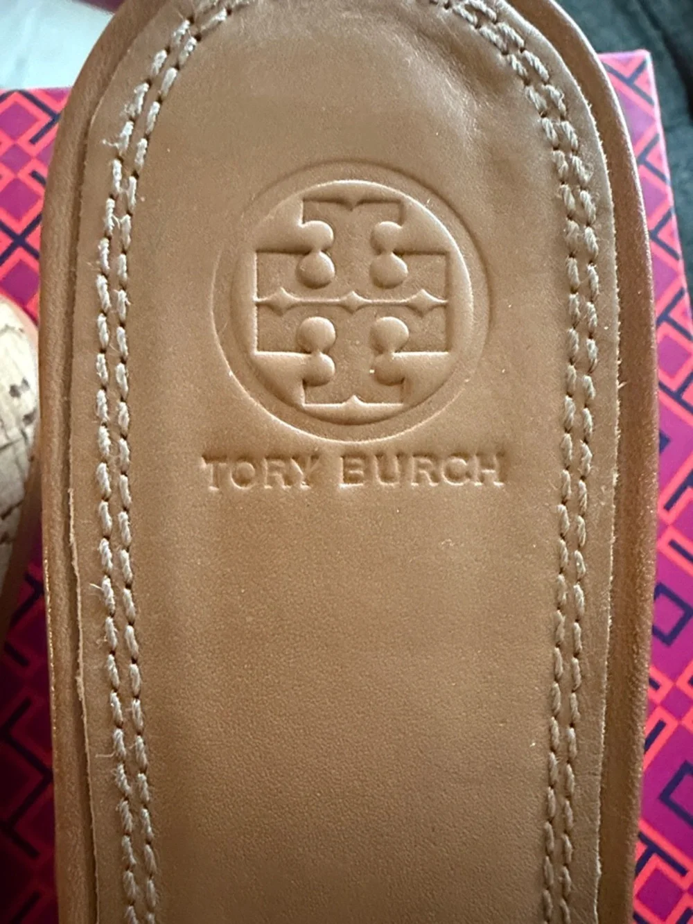 Tory Burch Royal Tan Elaine 60MM Vegan Leather Wedge Slide